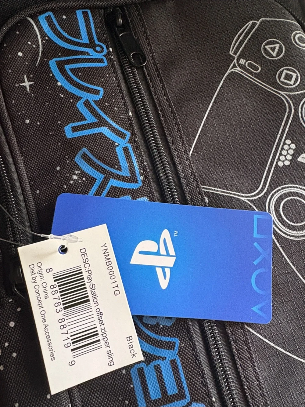 Sony PlayStation Black Travel Pouch/Sling with Blue Graphic Controller Design